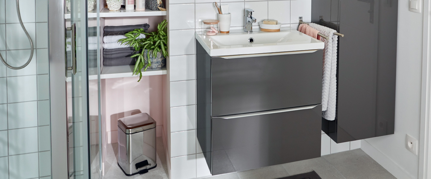 Ensemble meuble "Imandra" L. 60 cm + vasque "Nira" + mitigeur "Arsuz" - Brico Dépôt