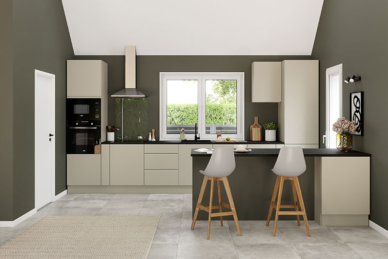 Modèle de cuisine Dorice beige mat - Brico Dépôt