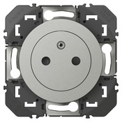 Prise 2 pôles + terre affleurante "Dooxie" aluminium - Legrand - Brico Dépôt