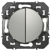 Interrupteur double va-et-vient 10A "Dooxie" aluminium - Legrand - Brico Dépôt