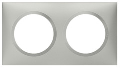 Plaque 2 postes carrée "Dooxie" aluminium - Legrand - Brico Dépôt