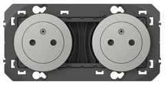 Prise 2 x 2 pôles + terre de surface pré-câblée "Dooxie" aluminium - Legrand - Brico Dépôt