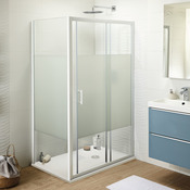 Porte de douche coulissante 2 volets "Onega" l. 120 cm en verre aspect dépoli - Cooke and Lewis - Brico Dépôt