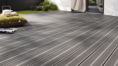 Lame de terrasse composite grise "Oder" L. 2,20 m x l. 14,5 cm x Ép. 21 mm - Marque BLOOMA - Brico Dépôt