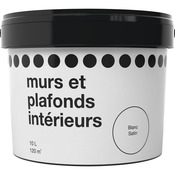 Peinture bicouche murs et plafonds intérieure acrylique satin blanc 10 L - Brico Dépôt