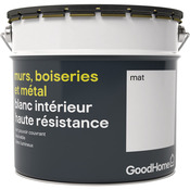 Peinture monocouche haute résistance murs, boiseries et métal intérieure acrylique mat blanc 10 L - GoodHome - Brico Dépôt