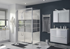 Porte de douche coulissante 2 volets "Beloya" l.120 cm en verre effet miroir - GoodHome - Brico Dépôt