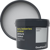 Peinture haute résistance murs, boiseries et métal intérieure acrylique Satin Gris Hamptons 2.5 L - GoodHome - Brico Dépôt