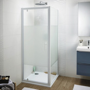 Porte de douche pivotante "Onega" l. 80 cm en verre aspect dépoli - Cooke and Lewis - Brico Dépôt