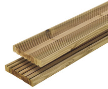 Lame de terrasse en pin "Lemhi" C4 - Vert - L. 240 x l. 14,4 cm, ép. 27 mm - Brico Dépôt