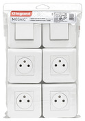 Lot 4 prises avec terre + 2 interrupteurs va-et-vient "Surface Mosaic" blanc - Legrand - Brico Dépôt
