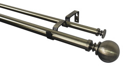 Kit barre à rideau double extensible "Antiki" boule 120/210 cm - GoodHome - Brico Dépôt