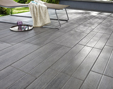 Carrelage de sol extérieur "Stripe Wood" gris - l. 29,8 x L. 59,8 cm - GoodHome - Brico Dépôt