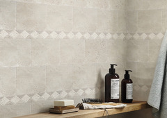 Listel Travertin beige/marron -  l. 6,7 x L. 31,5 cm - GoodHome - Brico Dépôt