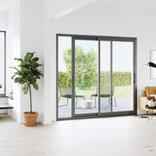 Baie aluminium coulissante haute isolation gris 215 x 180 cm - GoodHome - Brico Dépôt