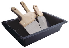 _RETRAIT_SOLDES__Lot à enduire 1 auge, 1 couteau de peintre, 2 couteaux à enduire, 1 grattoir et 1 plateau - Brico Dépôt
