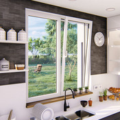 Fenêtre aluminium blanc oscillo-battante 2 vantaux h.115 x l.140 cm - GoodHome - Brico Dépôt