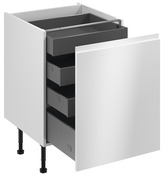 Meuble bas "Glorian" blanc brillant l.60 x h.72 x p.57 cm 1 porte 1 casserolier + 3 tiroirs - Brico Dépôt