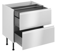 Meuble bas "Glorian" blanc brillant l.80 x h.72 x p.57 cm 2 casseroliers + 1 tiroir intérieur - Brico Dépôt