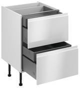 Meuble bas "Glorian" blanc brillant l.60 x h.72 x p.57 cm 2 casseroliers + 2 tiroirs intérieurs - Brico Dépôt