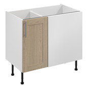 Meuble d'angle bas "Alpinia" imitation chêne clair l.100 x h.72 x p.57 cm 1 porte - Brico Dépôt