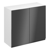 Meuble haut de cuisine "Glorian" anthracite brillant l.80 x h.72 x p.32 cm 2 portes - Brico Dépôt