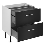 Meuble bas "Heline"noir mat l.80 x h.72 x p.57 cm 2 casseroliers + 1 tiroir intérieur - Brico Dépôt