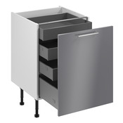 Meuble bas de cuisine "Dorice" anthracite mat l.60 x h.72 x p.57 cm 1 porte 1 casserolier + 3 tiroirs - Brico Dépôt