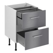 Meuble bas de cuisine "Dorice" anthracite mat l.60 x h.72 x p.57 cm 2 casseroliers + 1 tiroir intérieur haut - Brico Dépôt