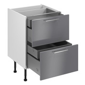 Meuble bas de cuisine "Dorice" anthracite mat l.60 x h.72 x p.57 cm 2 casseroliers + 2 tiroirs intérieurs - Brico Dépôt