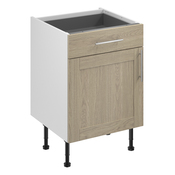 Meuble bas "Coline" imitation chêne clair l.60 x h.72 x p.57 cm 1 porte + 1 tiroir - Brico Dépôt