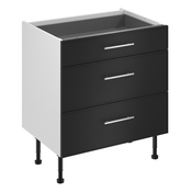 Meuble bas "Heline"noir mat l.80 x h.72 x p.57 cm 1 tiroir + 2 casseroliers - Brico Dépôt