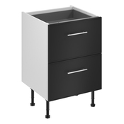 Meuble bas "Heline"noir mat l.60 x h.72 x p.57 cm 2 casseroliers - Brico Dépôt