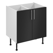 Meuble bas "Heline"noir mat l.80 x h.72 x p.57 cm 2 portes - Brico Dépôt