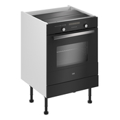 Meuble four "Heline"noir mat l.60 x h.72 x p.57 cm + bandeau four - Brico Dépôt