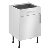 Meuble bas "Dorice" blanc brillant l.60 x h.72 x p.57 cm 1 porte + 1 tiroir - Brico Dépôt