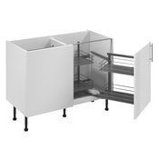 Meuble d'angle bas "Dorice" blanc brillant l.120 x h.72 x p.57 cm 1 porte + rangement panier droit - Brico Dépôt