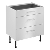 Meuble bas "Dorice" blanc brillant l.80 x h.72 x p.57 cm 1 tiroir + 2 casseroliers - Brico Dépôt