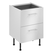 Meuble bas "Dorice" blanc brillant l.60 x h.72 x p.57 cm 2 casseroliers - Brico Dépôt