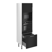 Colonne four + micro-ondes "Heline"noir mat l.60 x h.201 x p.57 cm + 1 porte + 1 porte avec casserolier et tiroir intérieur - Brico Dépôt