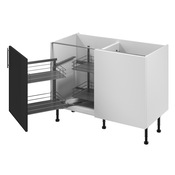 Meuble d'angle bas "Heline"noir mat l.120 x h.72 x p.57 cm 1 porte + rangement panier gauche - Brico Dépôt