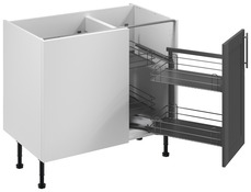 Meuble d'angle bas "Florie" anthracite mat l.100 x h.72 x p.57 cm 1 porte + rangement panier droit - Brico Dépôt