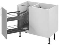 Meuble d'angle bas "Adèle" gris mat l.100 x h.72 x p.57 cm 1 porte + rangement panier gauche - Brico Dépôt