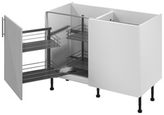 Meuble d'angle bas "Adèle" gris mat l.120 x h.72 x p.57 cm 1 porte + rangement panier gauche - Brico Dépôt