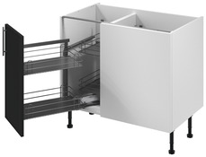 Meuble d'angle bas "Heline"noir mat l.100 x h.72 x p.57 cm 1 porte + rangement panier gauche - Brico Dépôt