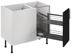 Meuble d'angle bas "Heline"noir mat l.100 x h.72 x p.57 cm 1 porte + rangement panier droit - Brico Dépôt