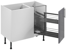 Meuble d'angle bas "Dorice" anthracite mat l.100 x h.72 x p.57 cm 1 porte + rangement panier droit - Brico Dépôt