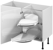 Meuble d'angle bas "Dorice" blanc brillant l.120 x h.72 x p.57 cm 1 porte + rangement Space droit - Brico Dépôt