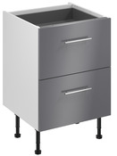 Meuble bas de cuisine "Dorice" anthracite mat l.60 x h.72 x p.57 cm 2 casseroliers - Brico Dépôt