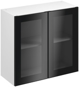 Meuble haut de cuisine "Jarod" fumé l.80 x h.72 x p.32 cm 2 portes vitrées - Brico Dépôt